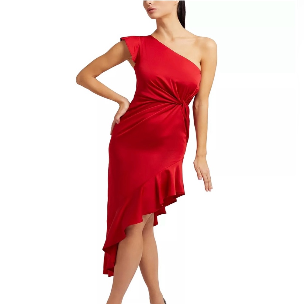 Guess Red One-Shoulder Dress